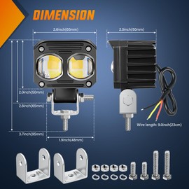 Nilight Motorcycle Driving Lights 2.5 inch White Amber Spot Beam Fog Light LED Pods IP67 Waterproof Auxiliary Offroad Lighting for Motorbike Dirt Bike e-Bike Scooter Snowmobile ATV UTV SUV Truck