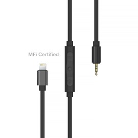 Koss Utility Cord Lightning - Cable Lightning (sistema de serie utilitario), micrófono en línea y control remoto, certificado Mfi, color negro