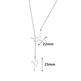 Pendant Necklace Molecule Dopamine Molecules Lariat Y Necklace Molecular Structure Science Geek Jewelry Chemistry Lovers Gift, Stainless Steel