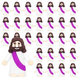 SHIFANQI Little Jesus Figures, 30 Pack Mini Jesus Figurines in Bulk, Small Pocket Jesus to Hide and Seek, Tiny Christ Savior Religious Party Favors for Easter Church Sunday Baptism Gifts, Navy Blue