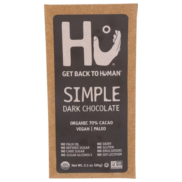 Hu Hu Kitchen, Bar Chocolate Simple, 2.1 Ounce