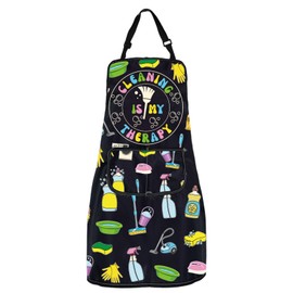 MYSOMY Cleaning Lady Apron with Pockets Cleaning Is My Therapy Apron Cleaning Loves Gifts Housekeeper Appreciation Gifts (Cleaning Apron)