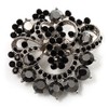 Jet-Black Diamante Corsage Brooch (Silver Tone)