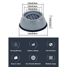 SUJAYU Anti Vibration Pads, 4 Pcs Washing Machine Antivibration Pads Washing Machine Feet, Anti Vibration Pads for Washing Machine, Anti Vibration Washing Machine Support, Dryer Shock Absorber Pads
