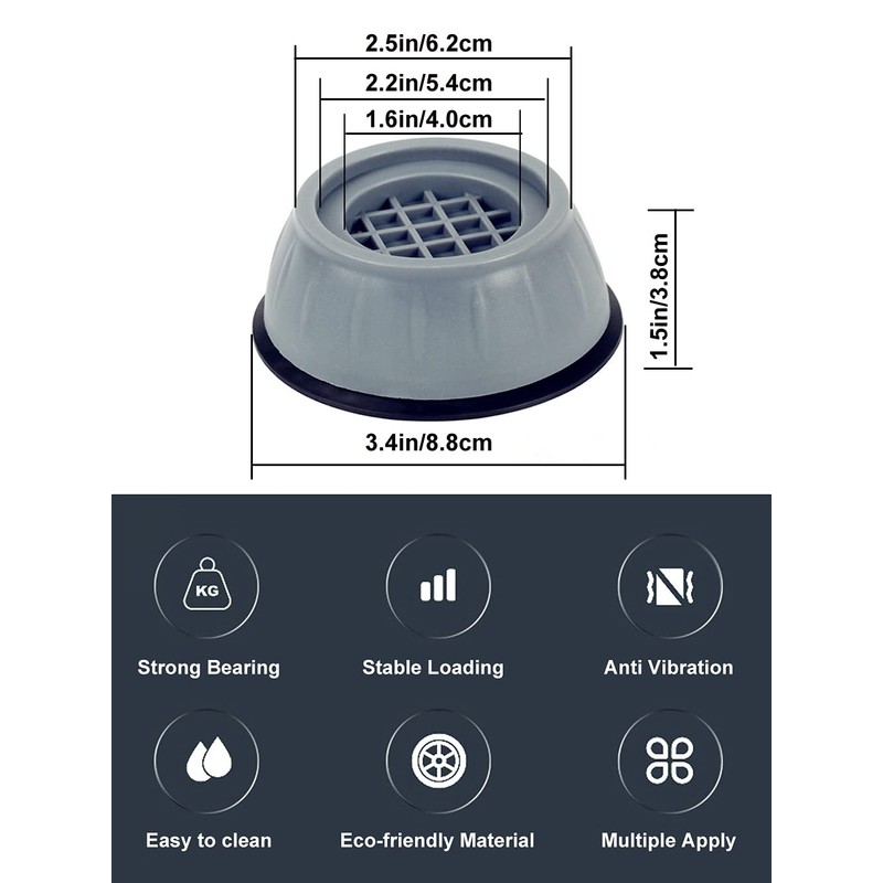 SUJAYU Anti Vibration Pads, 4 Pcs Washing Machine Antivibration Pads