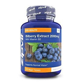 Bilberry Extract 2000mg with Added Vitamin B2, 120 Vegan Tablets. Vegetarian Society Approved.