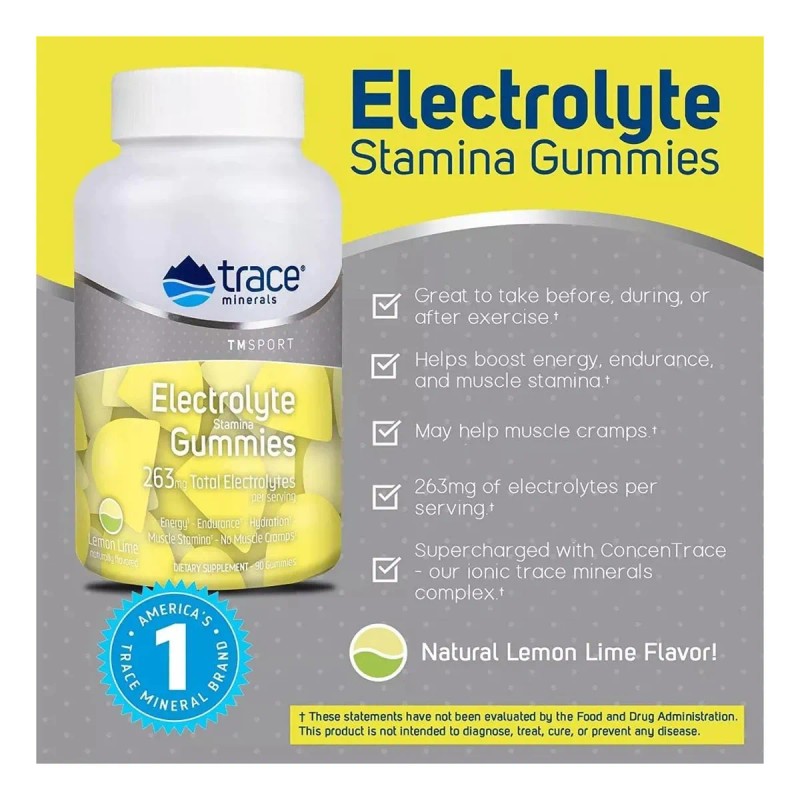 Trace Minerals Gomitas Con Electrolitos 263 Mg 90 Gom Sabor