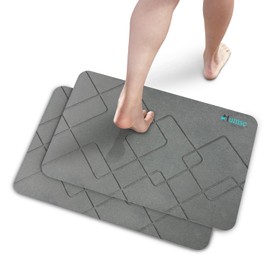 Humse Stone Bath Mat, Diatomaceous Earth Non-Slip Mat – Super Absorbent Stone Mats for Bathroom and Kitchen Floor – Quick Drying, Easy to Clean Bath Stone Mat – Elegant Modern Design (Dark Gray)