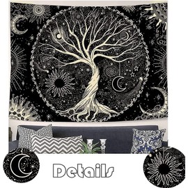 Arawat Wall Towel Tree of Life Wall Towel Boho Tapestry Gothic Trippy Tapestry Wall Towel Psychedelic Decorative Tip Wall Decoration (180 x 230 cm)