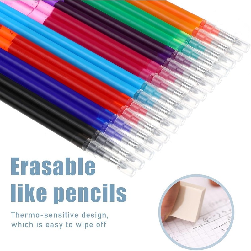 Erasable Gel Ink Pen Refills Compatible with Frixion Friction, 24-Pack