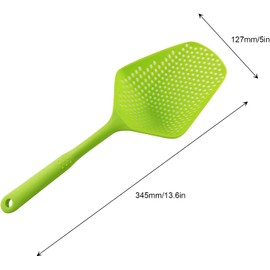 Kitchen Nylon Strainer Scoop Colander, Skimmer Spoon with Long Handle, Drain Shovel Strainers, Water Leaking Shovels Ice Shovel Colanders (Black)
