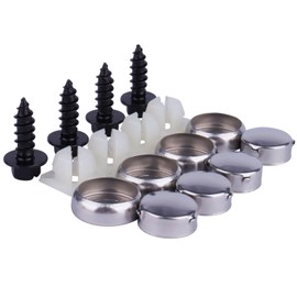 YANRUHFL 4PCS License Plate Screw Fastener Kit, Complete Mounting Solution for License Plates on Cars, Trucks, SUV (Black Zinc Plated)