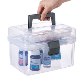 MyGift Contenedor portátil de primerios auxilios transparente, tiene una compatimento desmontable y tapa de acceso rápido para suministros médicos y k