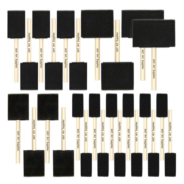 XDT Art Supplies Foam Brush 26 Piece Set 1''x12 1.5''x6