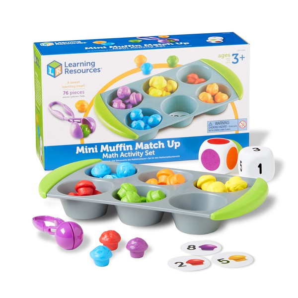 Learning Resources Mini Muffin Match Math Activity Set - 76 Pieces, Ages 3+ Counting Games for Kids, Preschool Learning Toys, Homeschool Learning Toys, Math for Preschoolers