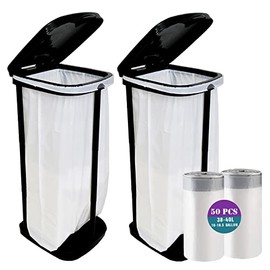 2PCS Portable Trash Bag Holder Collapsible Trash can with 50 PCS Drawstring Trash Bags | Expandable Outdoor Waste Bins Camping Accessories for Indoor Outdoor RV Picnic Kitchen Home Use