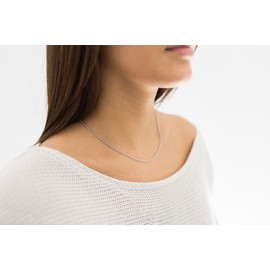 MATERIA by Matthias Wagner Women's Double Anchor Chain Necklace 925 Silver 2 mm Rhodium-Plated 40-80 cm, Sterling Silver, No Gemstone