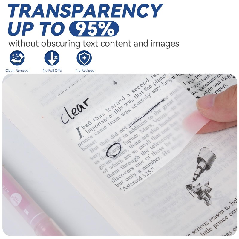 800 Sheets Transparent Sticky Notes with Index Tab, Waterproof &