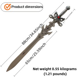 ShangYaSM 680 Silver wall Mounted Fantasy Decorative Sword with Display Plaque - Stainless Steel Sword, PVC electroplated Fixture, 34.65 inches collectable wall Decoration Sword not Sharp