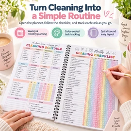 ADHD Cleaning Planner for Home Organization – Daily to Yearly Schedules & Family Chore Chart for Household Routines