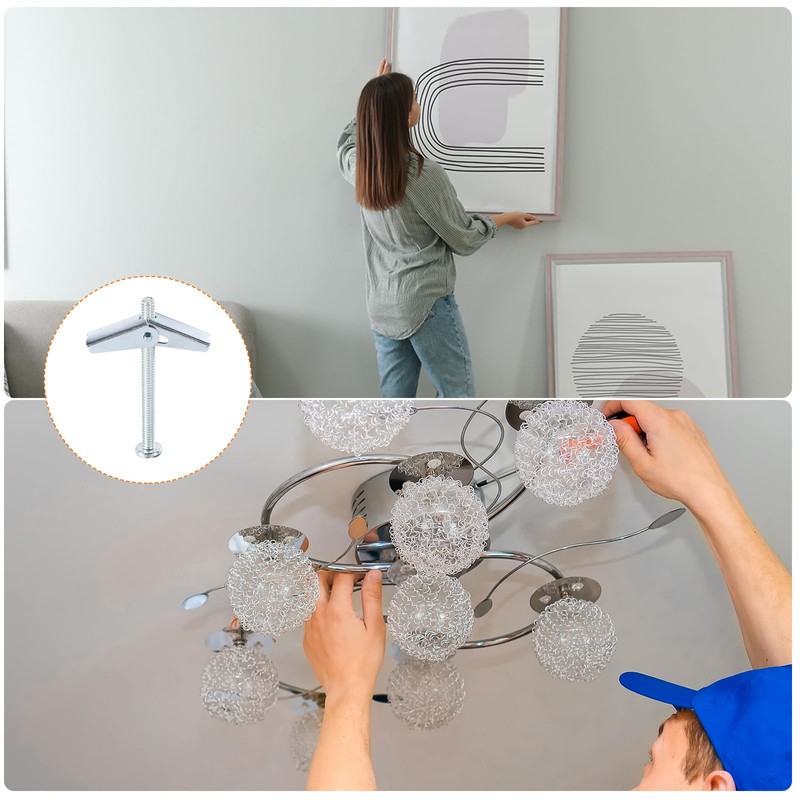 sourcing map 20Pcs Spring Toggle Bolt Anchors, 3/16"x3" Butterfly Anchors