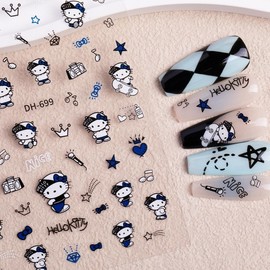 [Overseas] Children's nail stickers, character nail stickers, nail materials, Manghong Kt cat nail accessories stickers, cute cat, free size/DH- 696 50ea