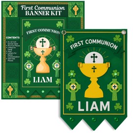 Kit de pancarta para la Primera Comunión 2025, actividad de manualidades de fieltro para iglesia y escuela dominical con todo lo incluido, católico irlandés, decoración de banco, 12 x 9 pulgadas