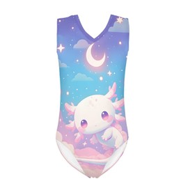 AFPANQZ - Traje de baño para niña, 1 pieza, para verano, sin mangas, cuello en V, Axolotl Moon, 11 Años