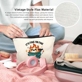 LIANGW Dumpster Fire Gifts Makeup Bag, Funny Dumpster Bag,Dumpster Fire Cosmetic Bags for Women, Inspirational Positive Encouragement Gifts for Women Zipper Pouch