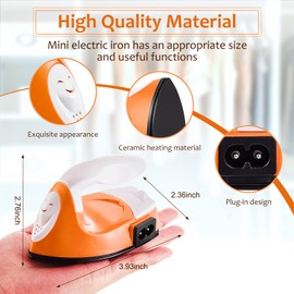 Mini Craft Iron Mini Heat Press Mini Iron Portable Handy Heat Press Small Iron with Charging Base Accessories for Fuse Beads Patch DIY Shoes T-Shirts Heat Transfer Vinyl Projects(Orange)