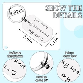Boyfriend Girlfriend Keychain Gift for Him Her You Have My Heart and Ass Keyring Couple Keychain Jewelry for Boyfriend Girlfriend Husband Wife Birthday Valentines Day Gifts