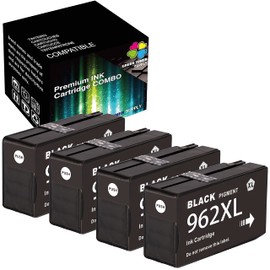 (Black Only, 4-Pack) Remanufactured with Ink Cartridge HP 962 962XL HP962 Ink (Basic Set) for use in OfficeJet 9025 9026 9027 9028 9029 9010 9012 9015 9018 9020 Printer, Sold by GTS