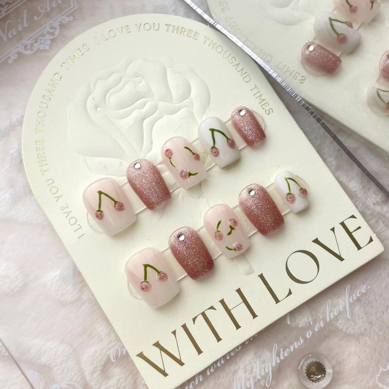 Handmade Nail Tip Short Coffin 3D Fashionable Nail Popular Japanese