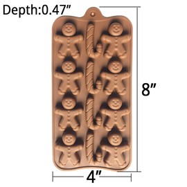 2pcs Christmas Silicone Molds for Baking Jelly Soap, Candy Cane, Gingerbread Men Chocolate Candy Mold (2 Shapes)