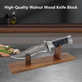 Biobasedon Knife Display, Natural Walnut Wood Single Knife Display Stand, Desktop Knife Holder Case for Fixed Blade Knife Collection for Displaying Knives Decor