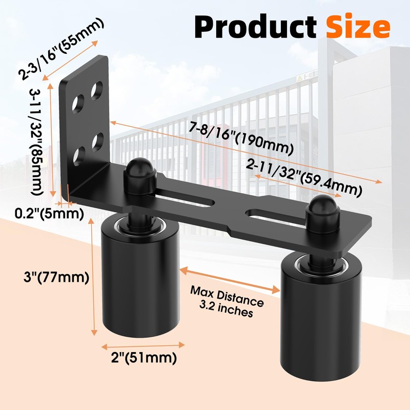 MeBantoo Sliding Gate Guide Rollers & Hardware Kit – Heavy