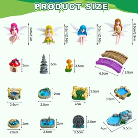 17Pcs Fairy Garden Accessories,Miniature Resin Figures with Mushroom,Bridge,Pond,Lighthouse,Fairy Garden Decorations for Outdoors,Terrariums,Planters,Mini Landscapes