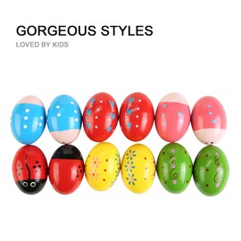 12Pcs Wooden Egg Shakers Hand Musical Maracas Percussion Instruments