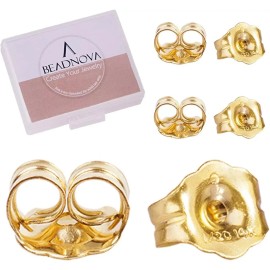 BEADNOVA 6 Pcs 14k Gold Earring Backs for Studs Butterfly Safety Locking Replacements