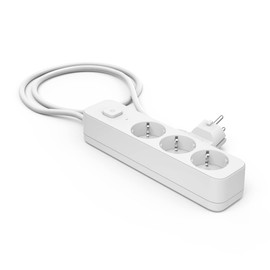 Hama Steckdosenleiste mit Schalter, 3-fach, 1,4m (Steckdosenleiste Überspannungsschutz, 3 fach Steckdosenleiste, 3er, Mehrfachsteckdose, Mehrfachstecker, mit Berührungsschutz, LED, 45°) weiß