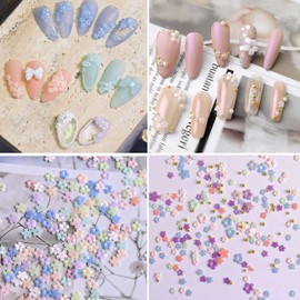 3D Flower Nail Charms for Acrylic Nail Art with Gloden Silver Pearl Beads Nail UV Color Changing Decorations For Nail Art Glue Partner Accessories Flowers