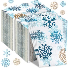 200 Pcs Christmas Snowflake Guest Napkins Christmas Disposable Hand Towel for Bathroom Disposable Party Beverage Napkins Decorative Paper Napkins for Christmas New Year Wedding Party 16 x 13 Inch