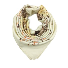 YOUR SMILE Silk Like Scarf Women's Fashion Pattern Large Square Satin Headscarf,Beige