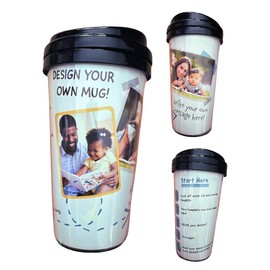 Greenbrier Customizable Photo Travel Mugs 2pcs 11 ozs each - by akj - Black Sliding Top w6.25inch Clear Plastic Cup for Arts & Crafts Mother's Day Father's Day Birthday Present, 2 Count (Pack of 1)