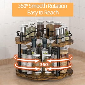 Afyinchd Lazy Susan Spice Rack Organizer - Rotating Turntable Height Adjustable for Kitchen Countertop Cabinet Pantry Seasoning Storage