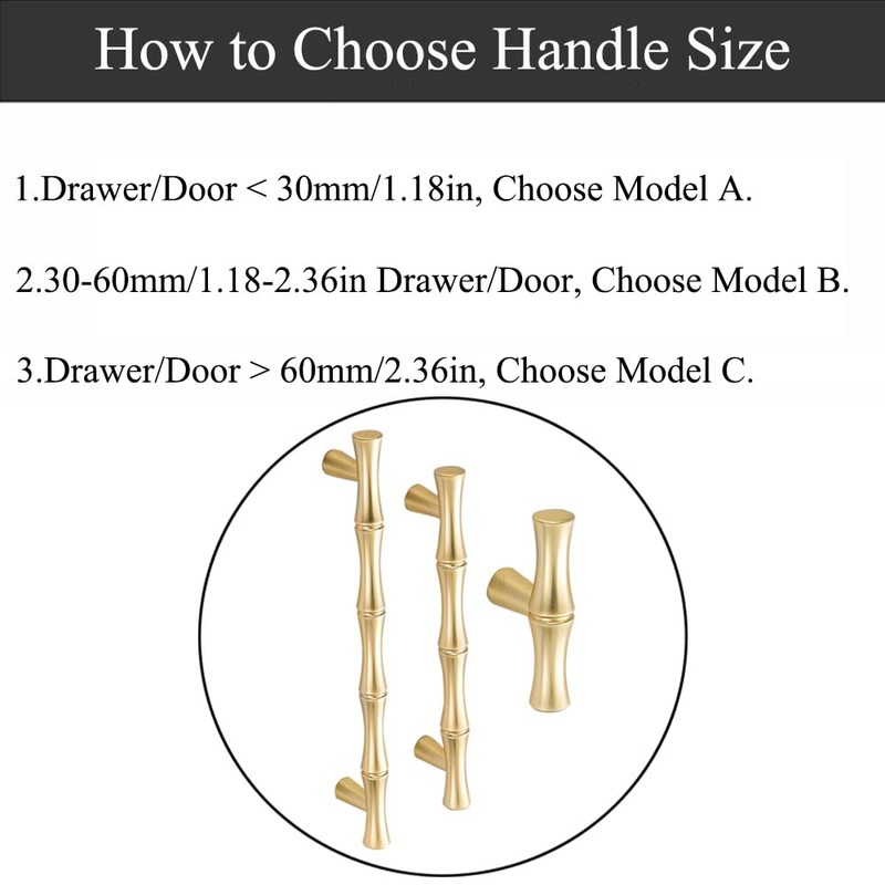 TopHomer Model B, 6Pcs Gold Brass Bamboo Knob, Zinc Alloy