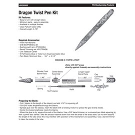 Penn State Industries PKDRASS Dragon Twist Ballpoint Pen Kit Starter Package Woodturning Project