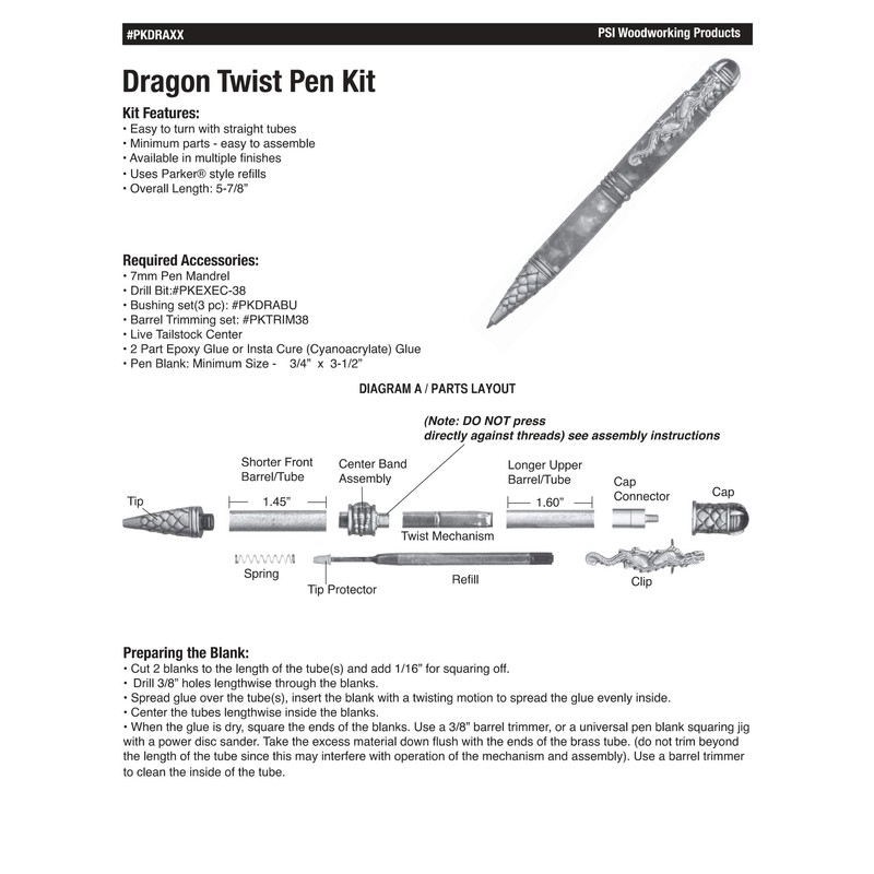 Penn State Industries PKDRASS Dragon Twist Ballpoint Pen Kit Starter