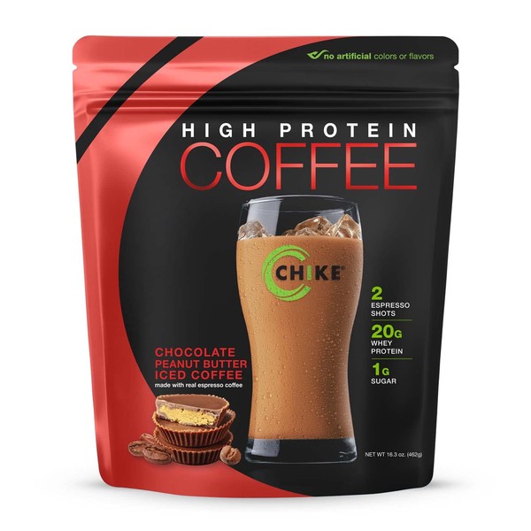 Chike Chocolate Peanut Butter High Protein Iced Coffee, 20 G Protein, 2 Shots Espresso, 1 G Sugar, Keto Friendly and Gluten Free, 14 Servings (16.3 Ounce)