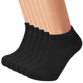 Autoor Women's Bamboo Ankle Socks Thin Black Low Cut Socks Odor Resistant Athletic Socks 6 Pairs